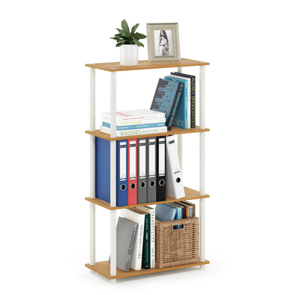 Furinno Turn-N-Tube Storage Shelves, 4-Tier Book Shelf, Corner Shelf, Toolless Open Shelves, for
