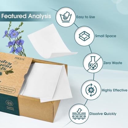 Poesie Laundry Detergent Sheets Fresh Linen Scent 3 Pack 480 Strips Plastic Free Fast Dissolve