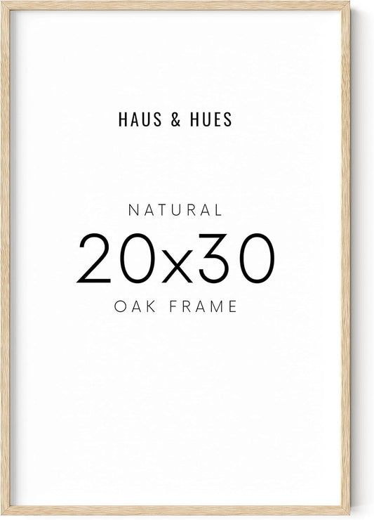 HAUS AND HUES Picture Frame, 20 x 30 inches, Beige Wood, Poster Frame, Natural Finish, Lightweight