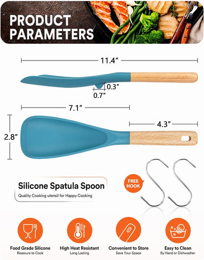 Cooking Spoon for Nonstick Cookwares, Great for Cooking and Serving Sturdy BPA-Free Matte Silicone