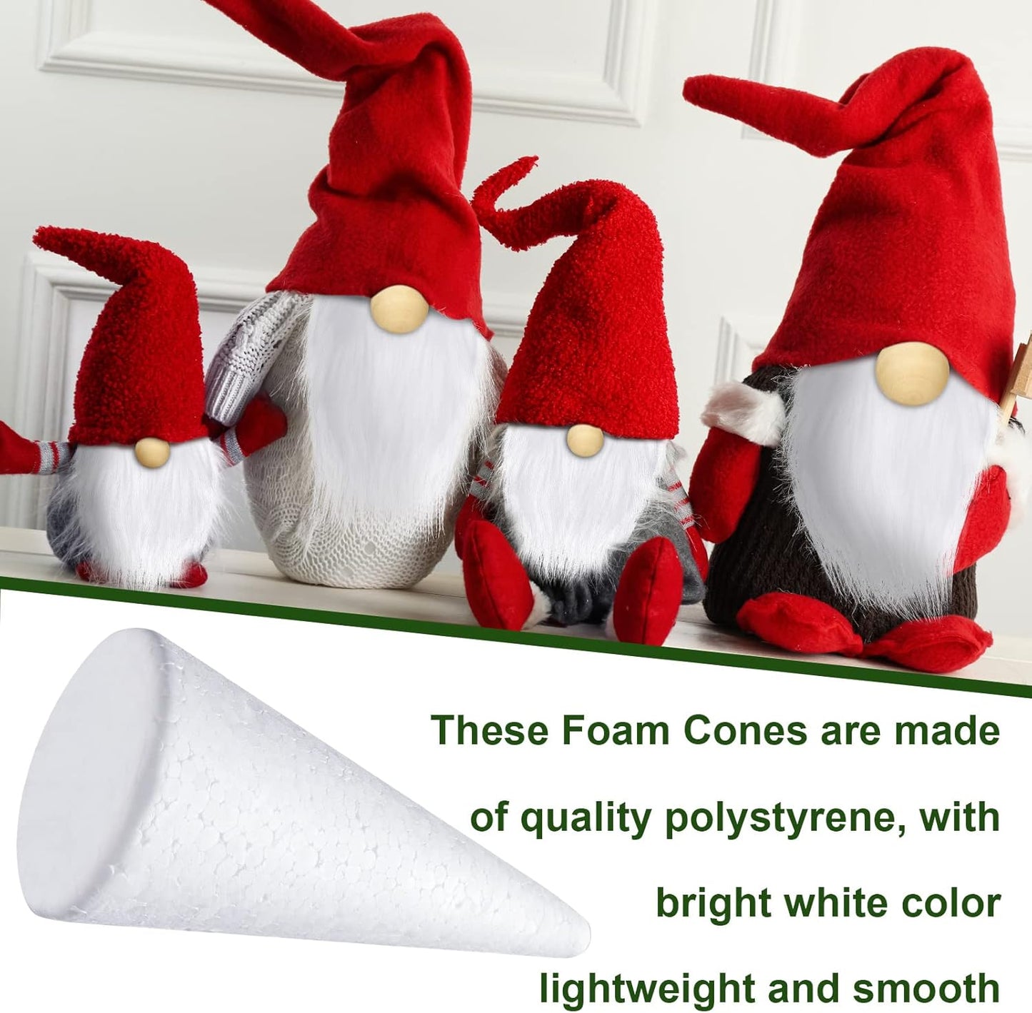 60 Pcs Gnomes Beard Sets Faux Fur Pre Cut Gnomes Beard Foam Cone Foam Handmade Wood Balls for