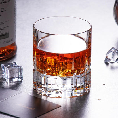 KAMMAK Crystal Whiskey Glasses Set of 2, Luxury 7.78oz Old Fashioned Glasses Stemless, Hand Blown