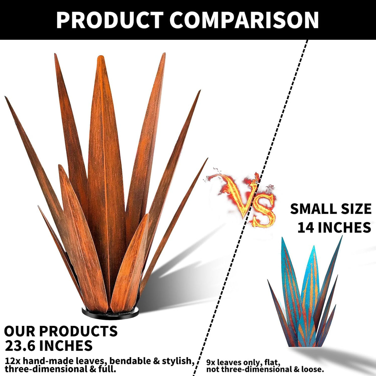 Metal Agave Plants, Tequila Rustic Sculpture, Metal Yard Art, Outdoor Lawn Ornaments Yard Stakes
