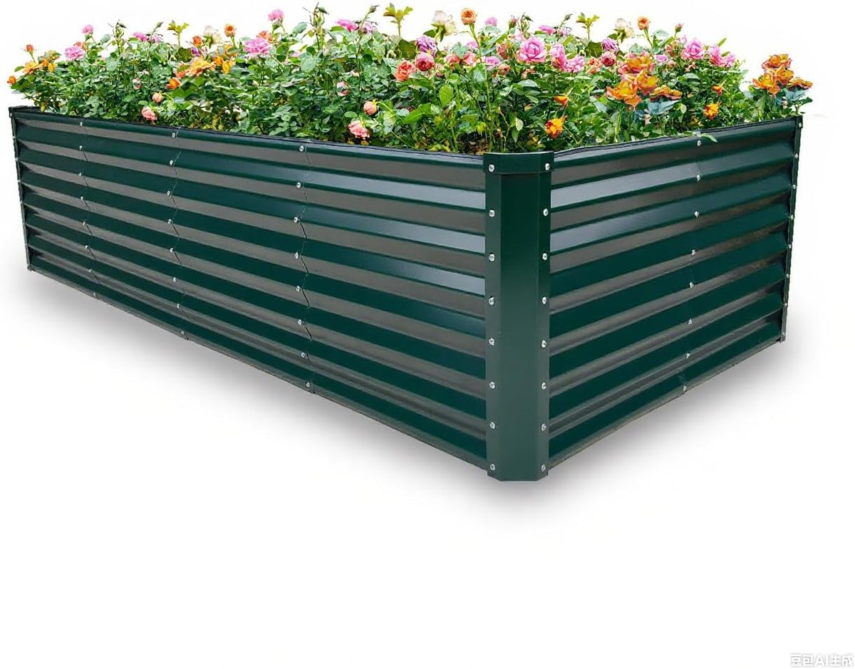 GARDMAX 8x4x2FT Galvanized Raised Garden Bed Kit, Metal Planter Boxes Outdoor with Easy Assembly