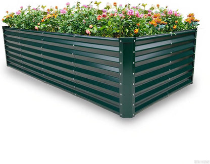 GARDMAX 8x4x2FT Galvanized Raised Garden Bed Kit, Metal Planter Boxes Outdoor with Easy Assembly