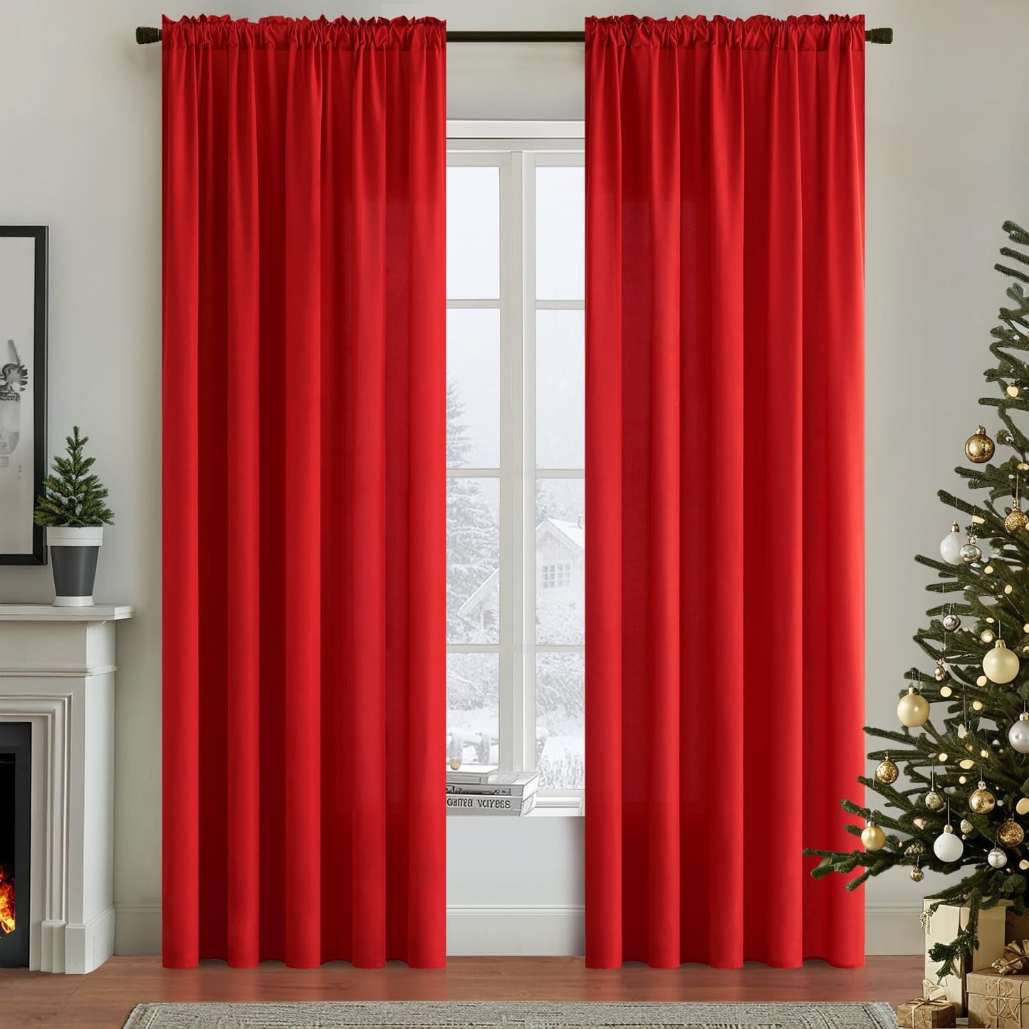 MIULEE Red Privacy Sheer Curtains That Let Light in 84 Inches Long Non-See-Through Semi Sheer