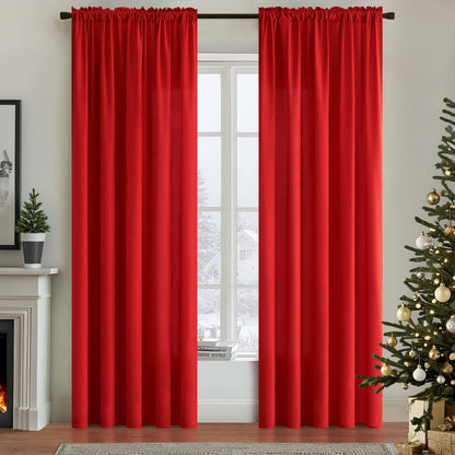 MIULEE Red Privacy Sheer Curtains That Let Light in 84 Inches Long Non-See-Through Semi Sheer