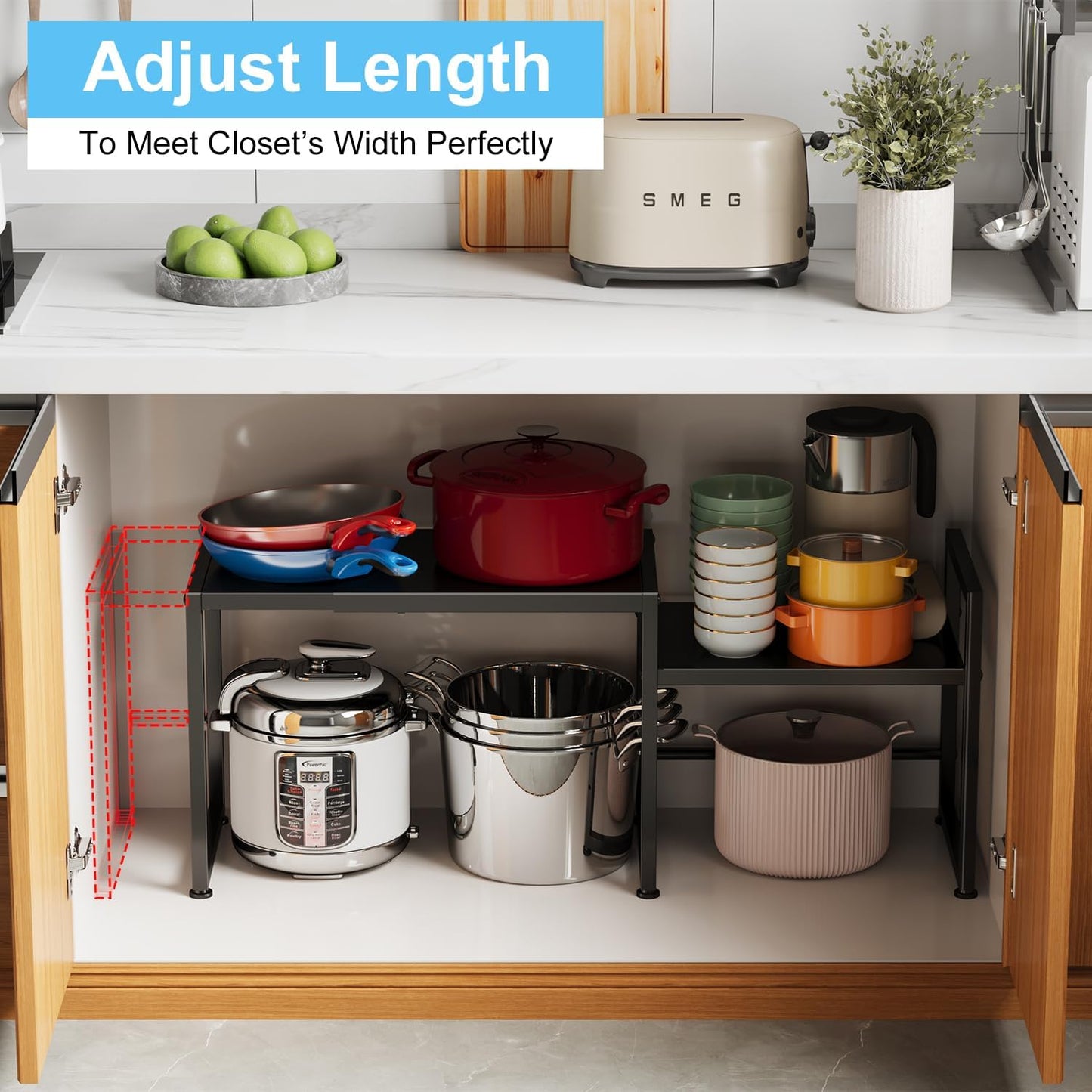 44.3 Inches Expandable Metal Storage Shelves,150LBS Heavy Duty Shelving Units and Storage For