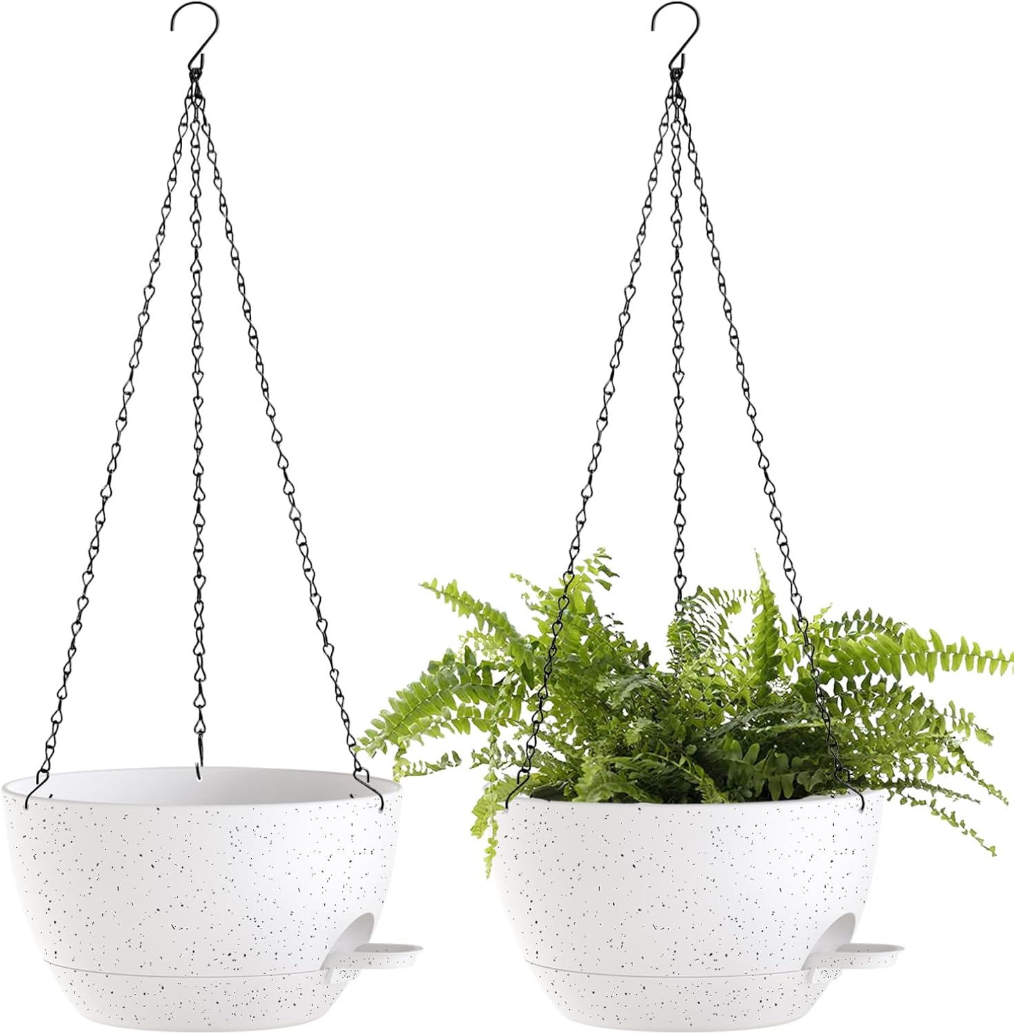 12 Inch Hanging Baskets 2 PC with Chains, Self-Watering Hanging Planters for Indoor Outdoor Plants