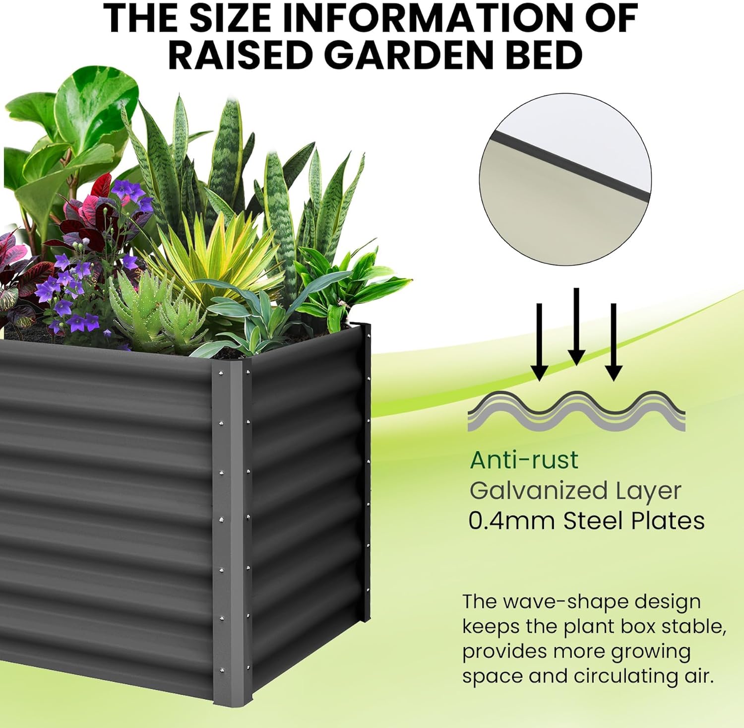 Large Outdoor Planter Boxes Kit Set of 2,6x3x2ft Galvanized Raised Bed Planter with Open-Ended Base