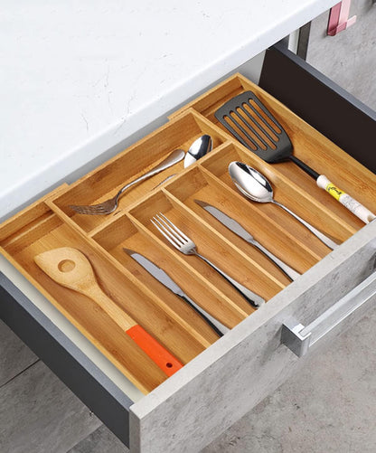Utoplike Bamboo Cutlery Tray Silverware, Drawer Dividers for Kitchen Utensils, Flatware Tray Drawer