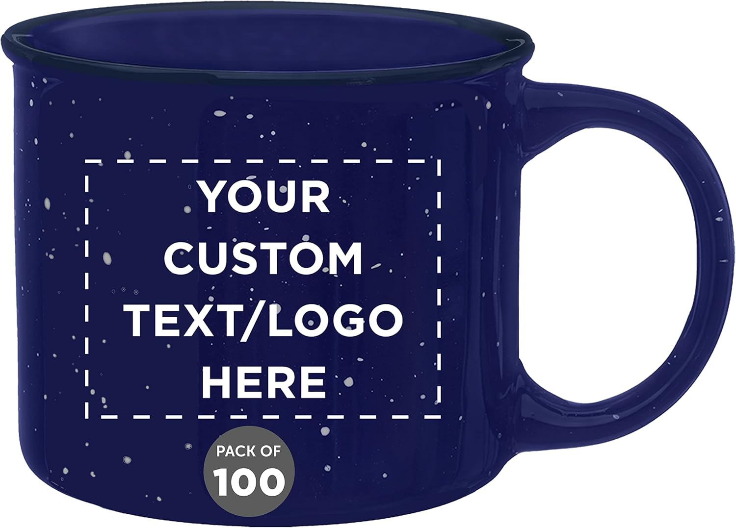 DISCOUNT PROMOS Custom Ceramic Campfire Coffee Mugs 13 oz. Set of 100, Personalized Bulk Pack