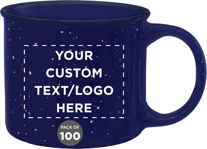 DISCOUNT PROMOS Custom Ceramic Campfire Coffee Mugs 13 oz. Set of 100, Personalized Bulk Pack