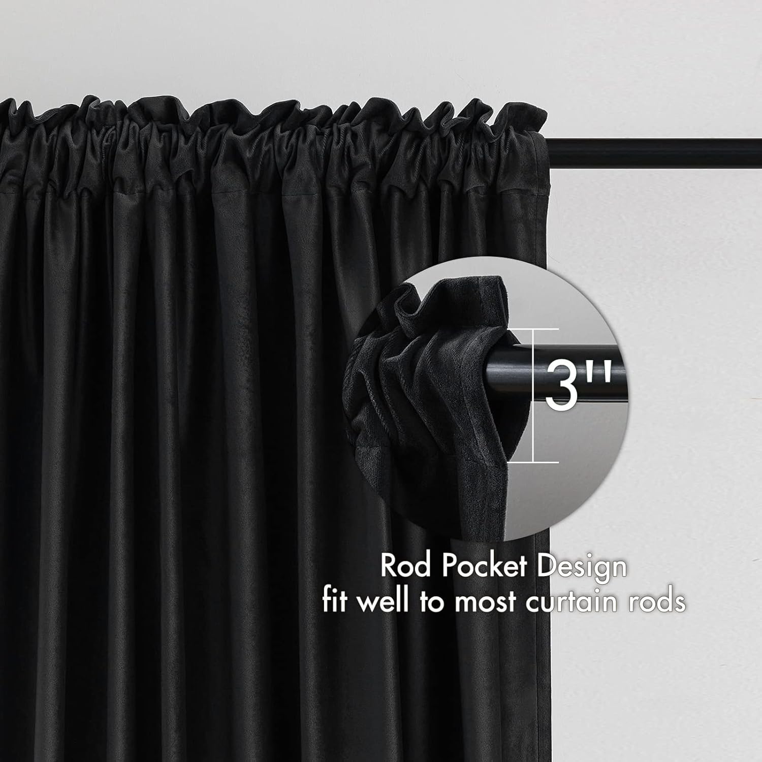 MIULEE Black Velvet Curtains Thermal Insulated Blackout Curtain Drapes for Bedroom Living Room