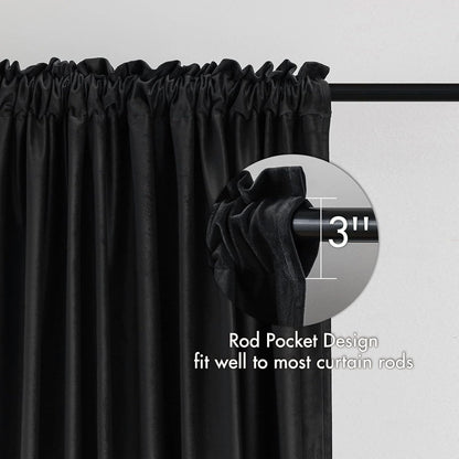 MIULEE Black Velvet Curtains Thermal Insulated Blackout Halloween Curtain Drapes for Bedroom Living