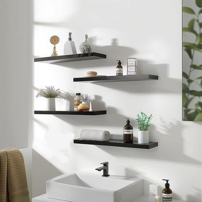 Wood Floating Shelves for Wall Decor, Rustic Wall Shelves for Bedroom Bathroom Kitchen Living Room