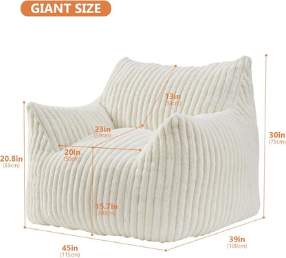 Giant Bean Bag Chairs for Adults with Filling Plush Fluffy Bean Bag Chairs for Teens with Armrests