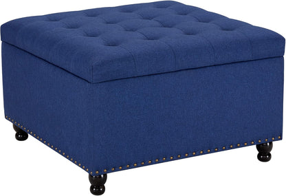 Tbfit Large Square Storage Ottoman Bench, Botton Tufted Upholstered Coffee Table Ottoman with Solid