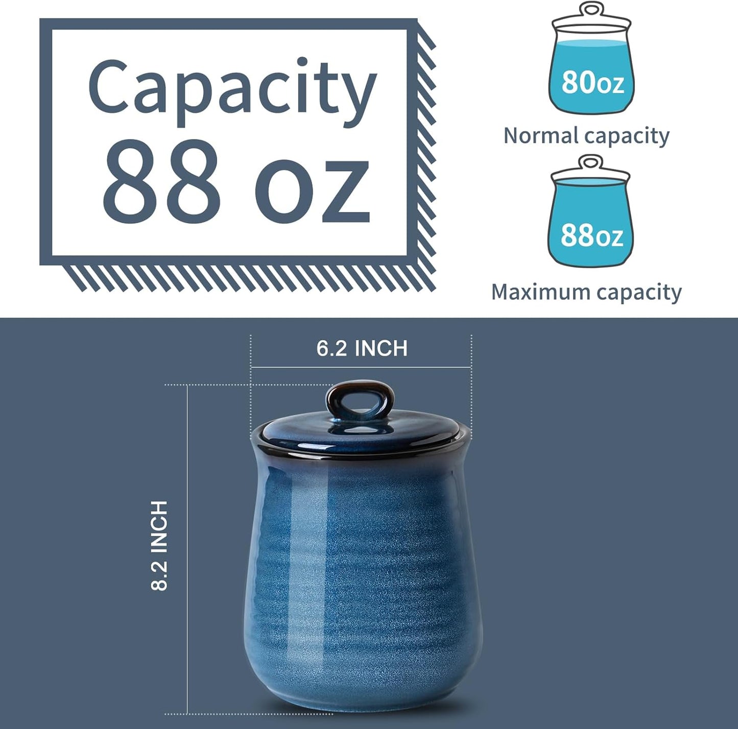Hasense Ceramic Canister with Airtight Lid for Kitchen Counter, 88 Ounce Large Ceramic Food Storage