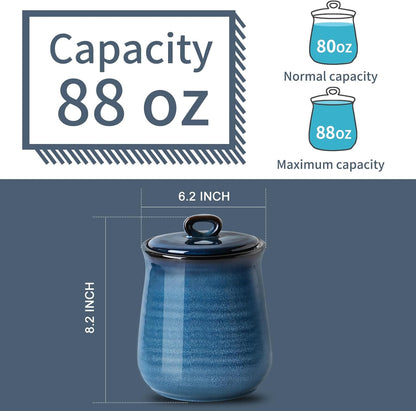 Hasense Ceramic Canister with Airtight Lid for Kitchen Counter, 88 Ounce Large Ceramic Food Storage