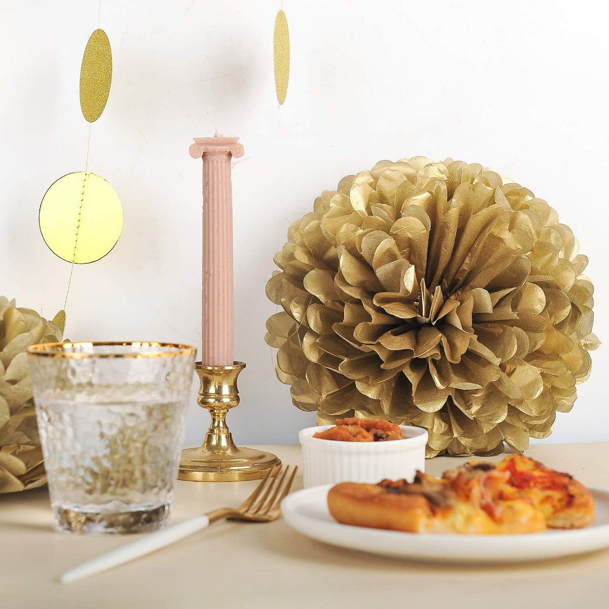 10" Gold Tissue Pom Poms DIY Tissue Paper Flowers for Birthday Wedding Baby Shower Tea Party