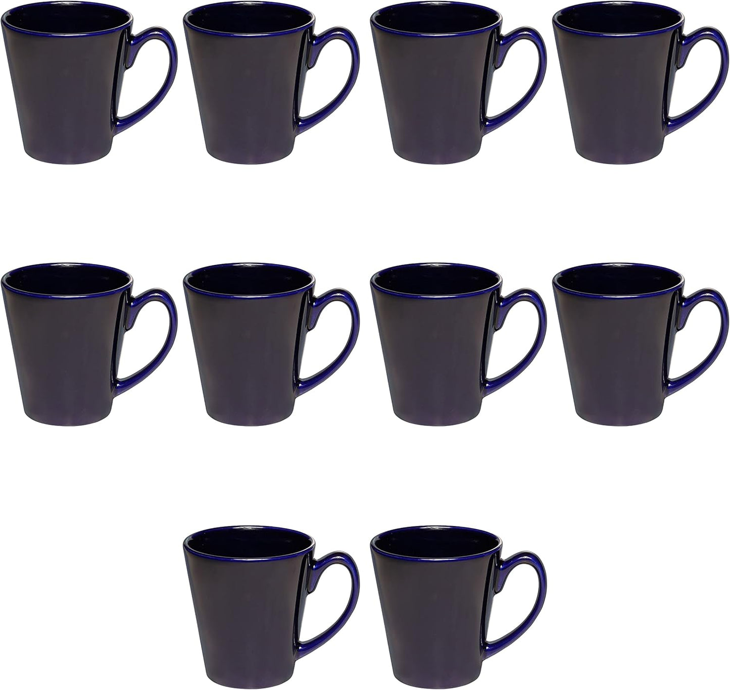 DISCOUNT PROMOS Glossy Ceramic Latte Coffee Mug 12 oz. Set of 10, Bulk Pack - Perfect for Tea
