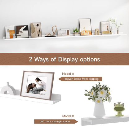 Floating Picture Ledge Shelves for Wall Set of 2, 84 Inches Picture Ledge Shelf with Long Large