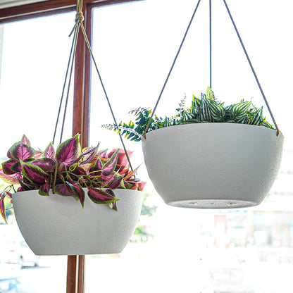 12 Inch 2 Pack Large Hanging Planters for Indoor Outdoor Plants, Plastic Hanging Basket Pots for