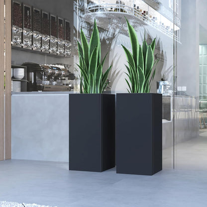 Galvanized Steel Metallic Heavy Planter for Outdoor Plants Metal Planters Box 14"x14"x30" Spliced