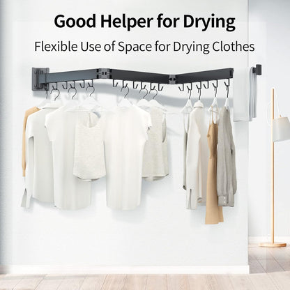 Foldable Clothes Drying Rack, 2 Fold Laundry Drying Rack Wall Mount, [No Drilling] Folding &