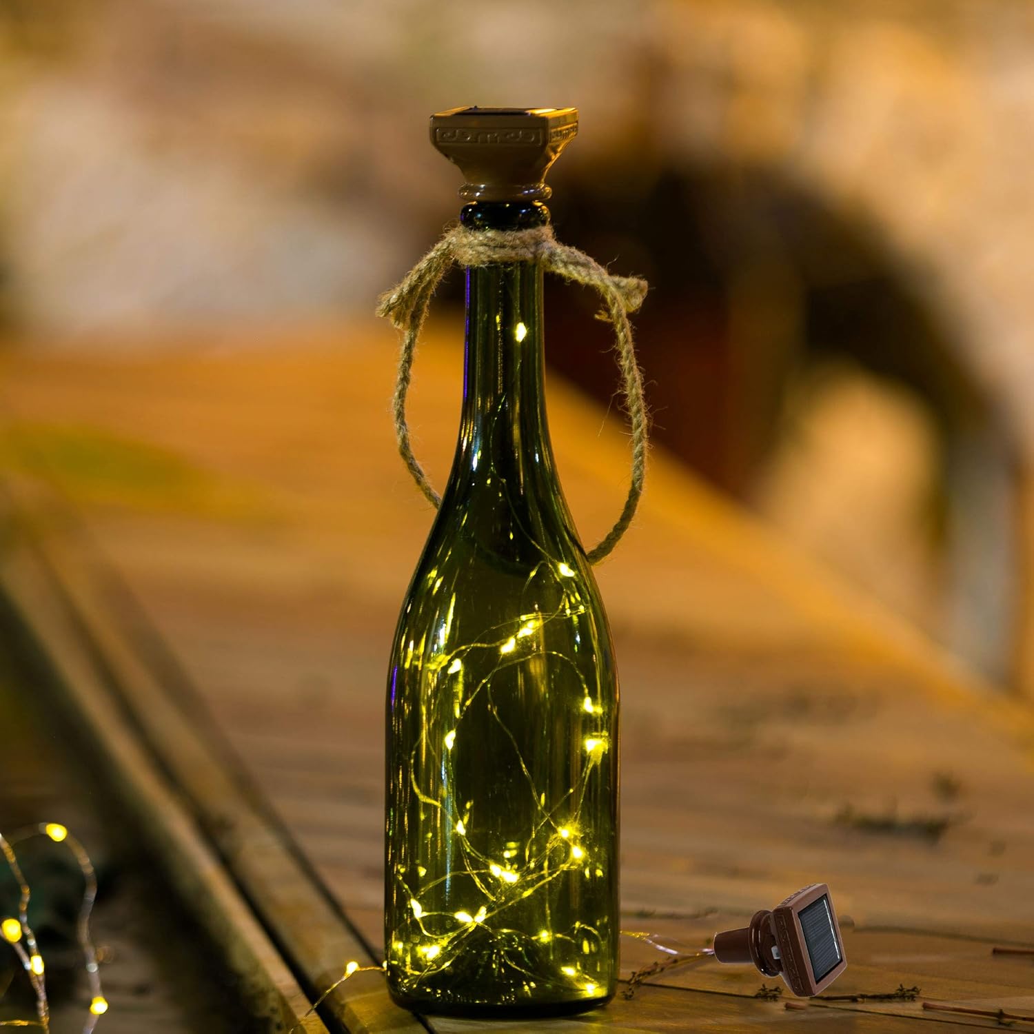 YJFWAL Upgraded 12 Pack Solar Wine Bottle Lights, 20 LEDs Waterproof Copper Light, Bottle Light