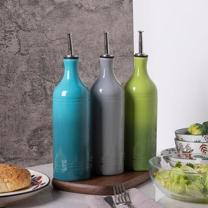 Sweejar Large Ceramic Olive Oil Dispenser Bottle, Opaque Oil Cruet Protects Oil to Reduce