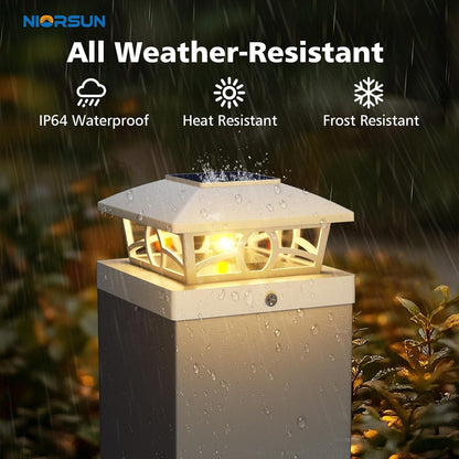 NIORSUN Solar Post Lights Outdoor, Fence Post Solar Lights Warm White Outdoor Waterproof Edison LED