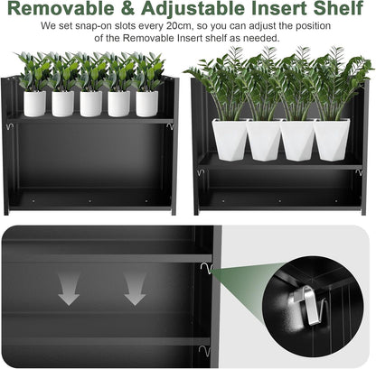 Tall Metal Cube Planter for Outdoor Plants 30" L x 12" W x 24" H, Heavy Duty Steel Large Planter