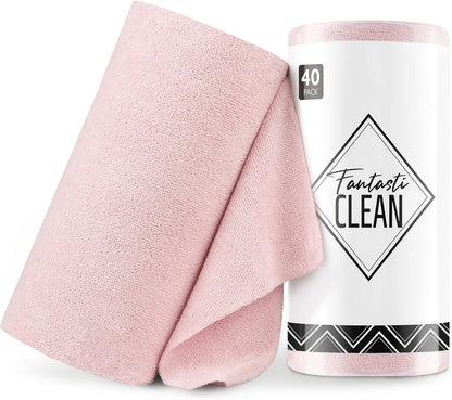 Fantasticlean Microfiber Cleaning Cloth Roll -40 Pack, Tear Away Microfiber Towels, 12" x 12"