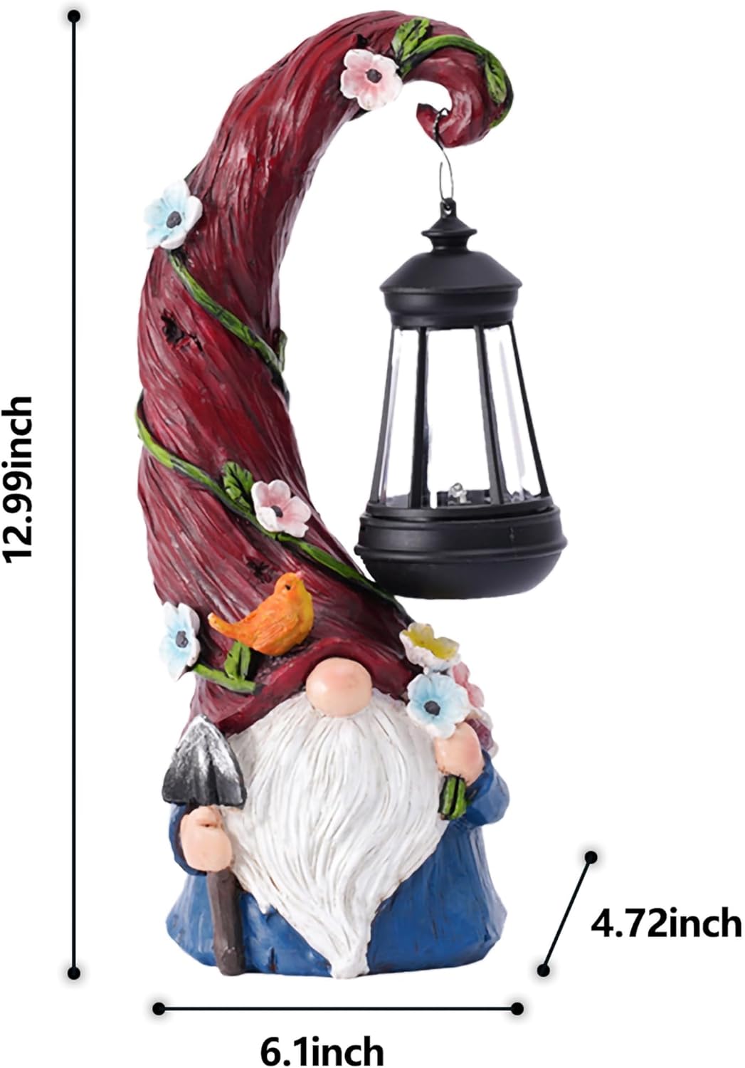 Gnome Garden Decor Statue Solar Gnomes Decorations for Yard with Lantern Light Outdoor Decorations
