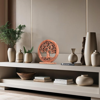Decozen Solid Wood Tree of Life Sculpture - Home Decor, Living Room, Boho, Shelf, Coffee Table