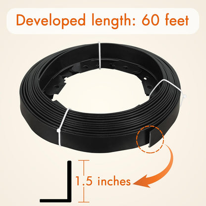 Gardzen 1.5" x 60' Landscape Edging Kit, Garden Edging Coil Comes with 60 Pcs Spikes, No Dig Lawn