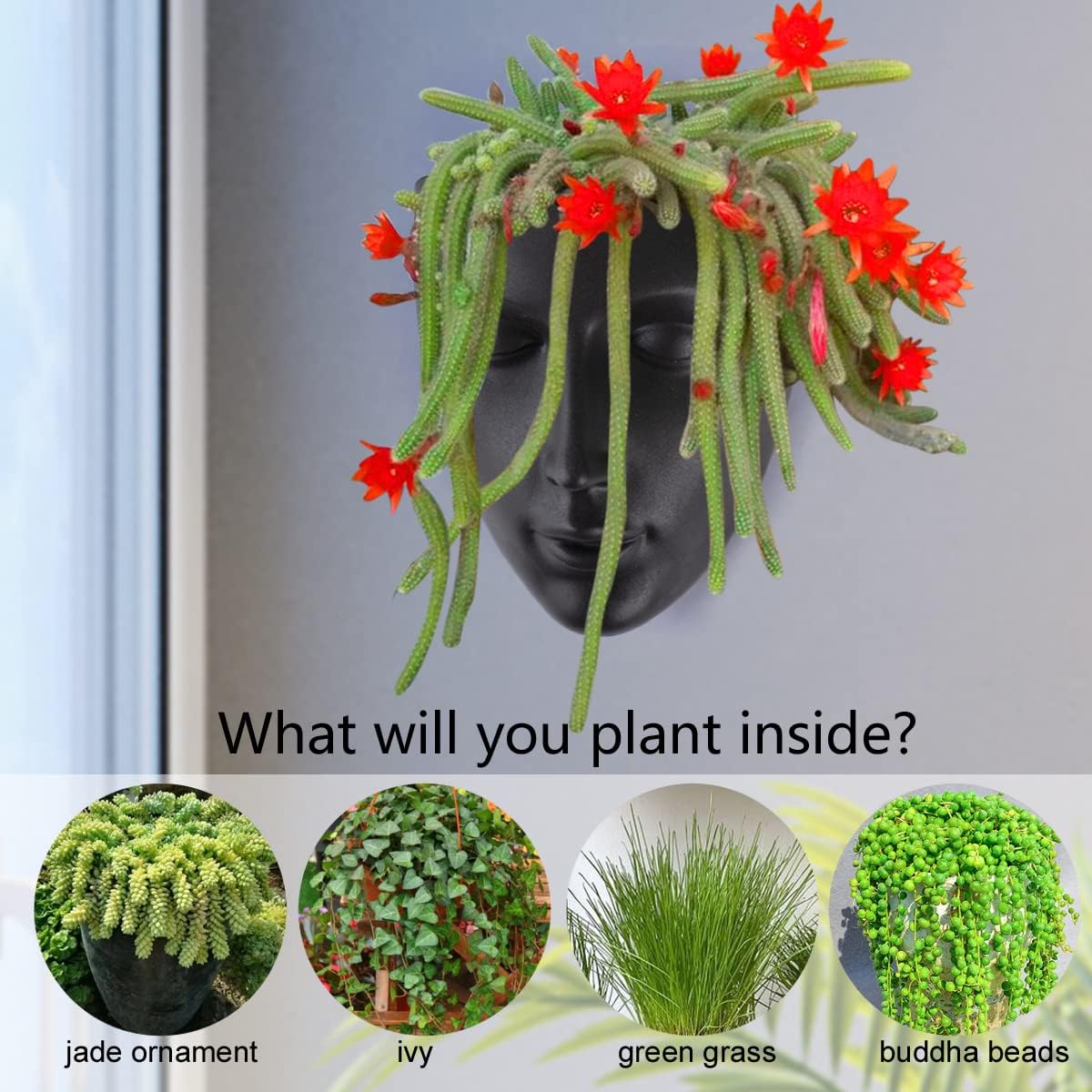 GDYOOSHOW 6.7" Tall Hanging Planter Wall Flower Pot for Garden Balcony Indoor or Outdoor (Black