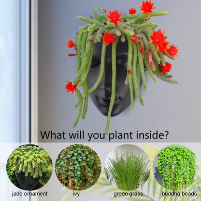 GDYOOSHOW 6.7" Tall Hanging Planter Wall Flower Pot for Garden Balcony Indoor or Outdoor (Black
