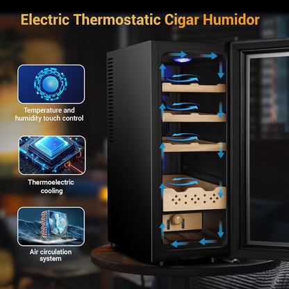 Cigar Electric Humidor, 35L 250 Counts Large Capacity Thermostatic Electric Cigar Cooler Cabinet