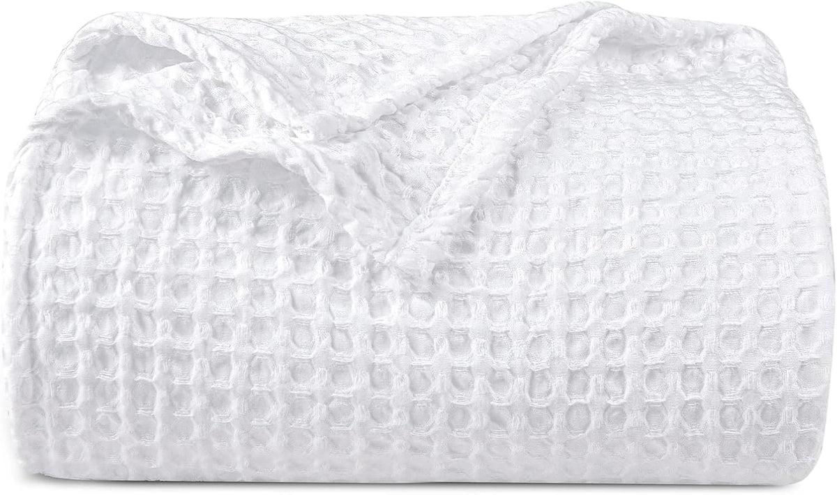 PHF Ultra Soft Waffle Weave Blanket Twin Size 66"x 90"- Washed Lightweight Breathable Cozy Woven