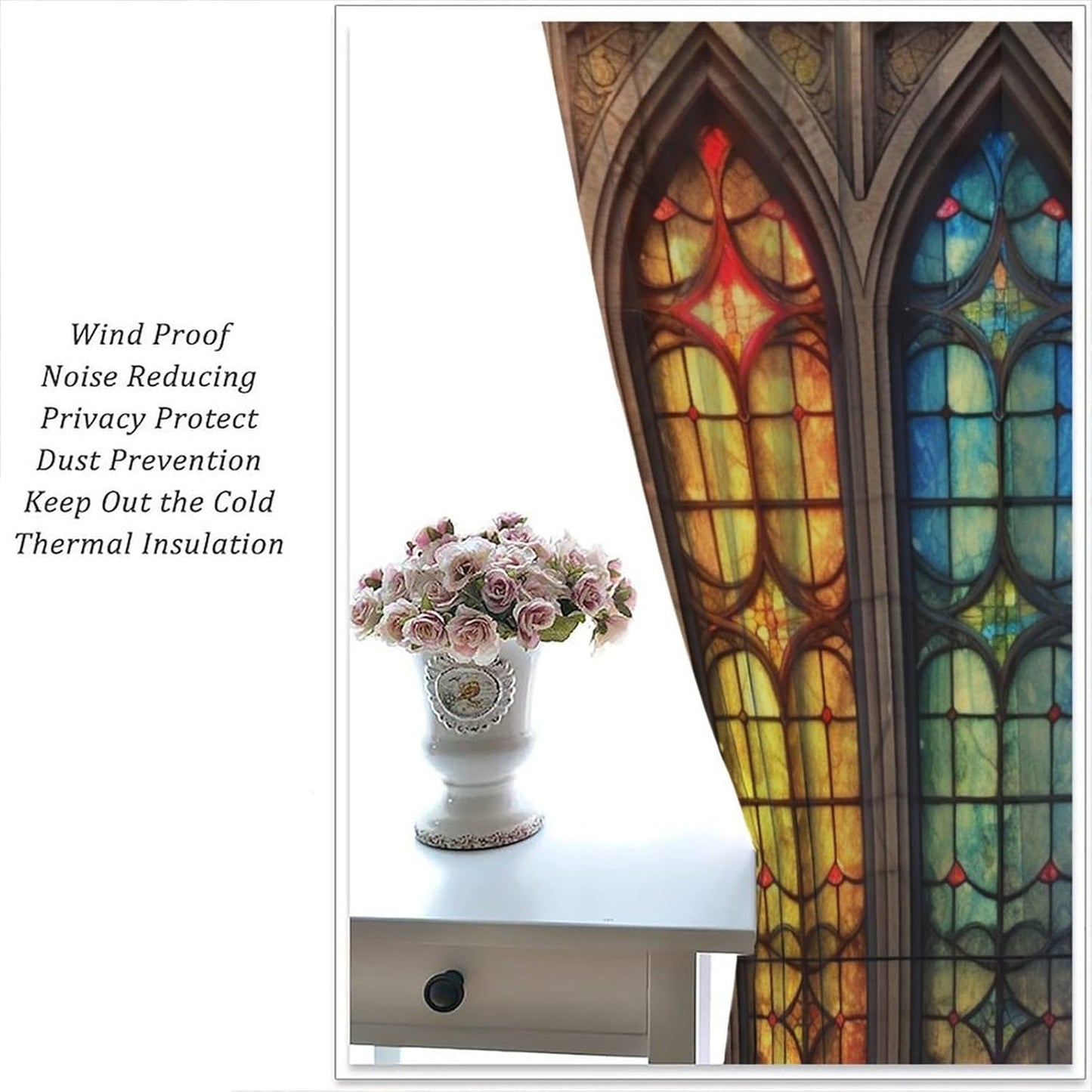 Stained Glass Curtains,Mid Century Vintage Style Abstract Art Home Decor Drapes for Bedroom Living