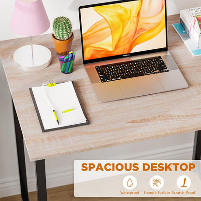 PayLessHere | 32 Inch Computer Desk | Nature | Office Desk with Metal Frame, Adjustable Feet |