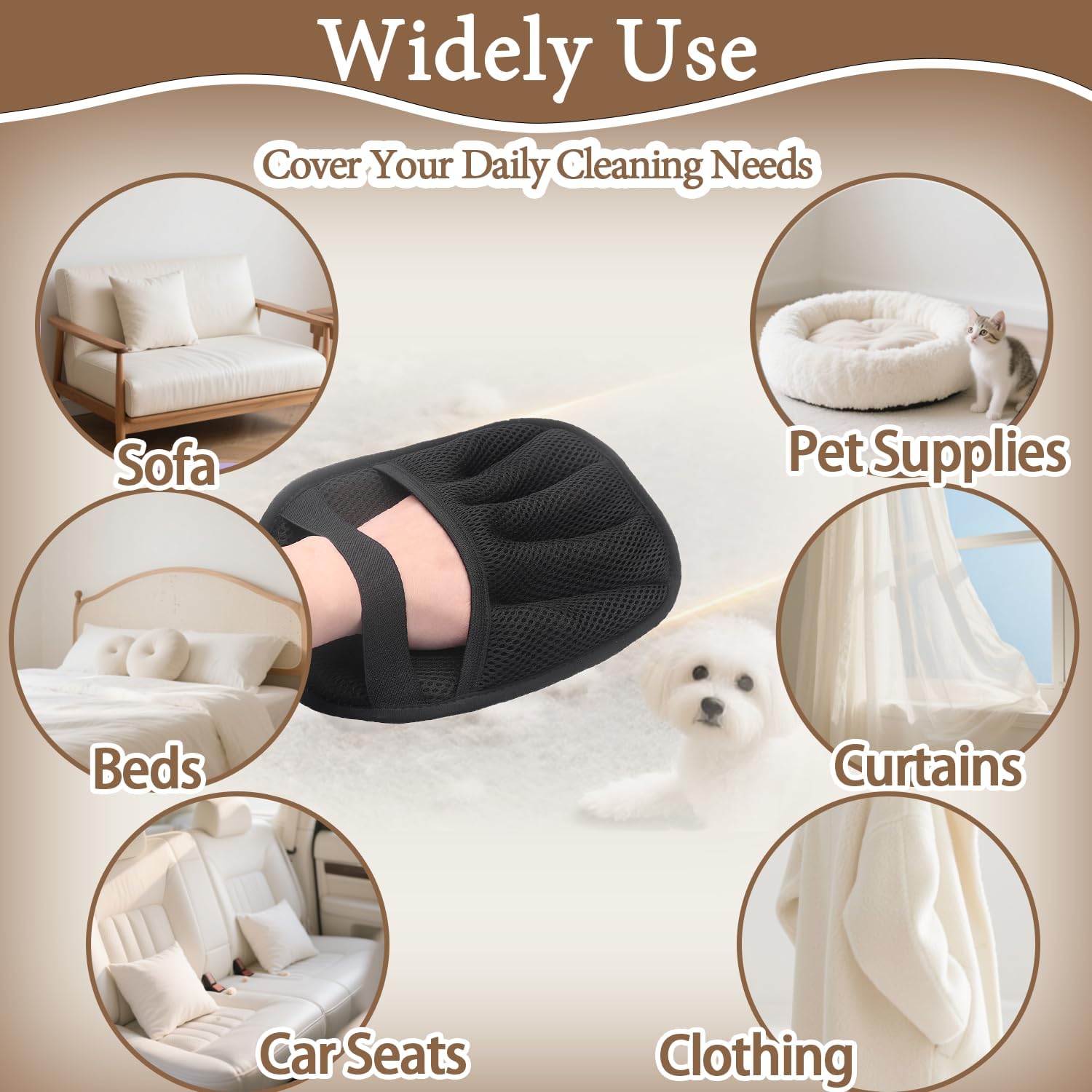 Upgraded Pet Hair Remover Glove - Reusable Electrostatic Five-Finger Gloves for Cat/Dog Hair