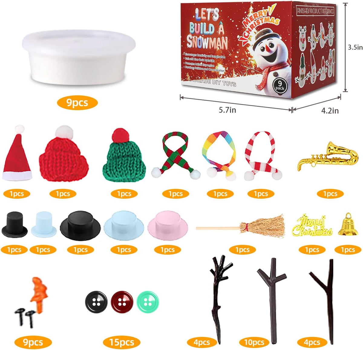Build a Snowman Kit - Snowman Christmas Crafts, Modeling Clay DIY Kit, Creative Kids Air Dry