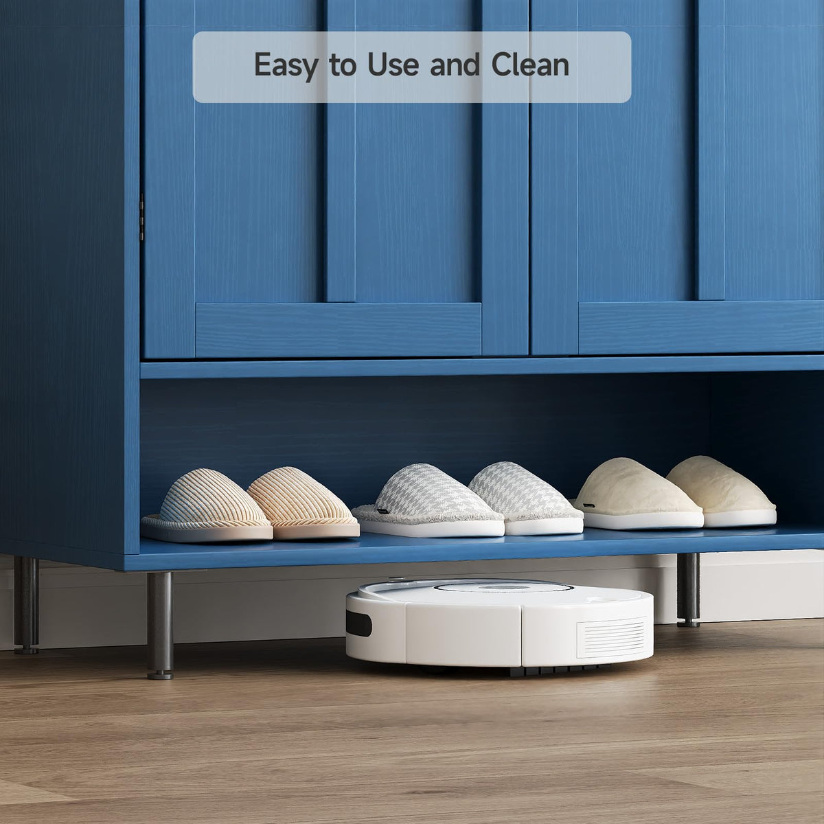 ComfyCorner Shoe Cabinet with Cross Molding Doors, 6-Tier Storage, Blue