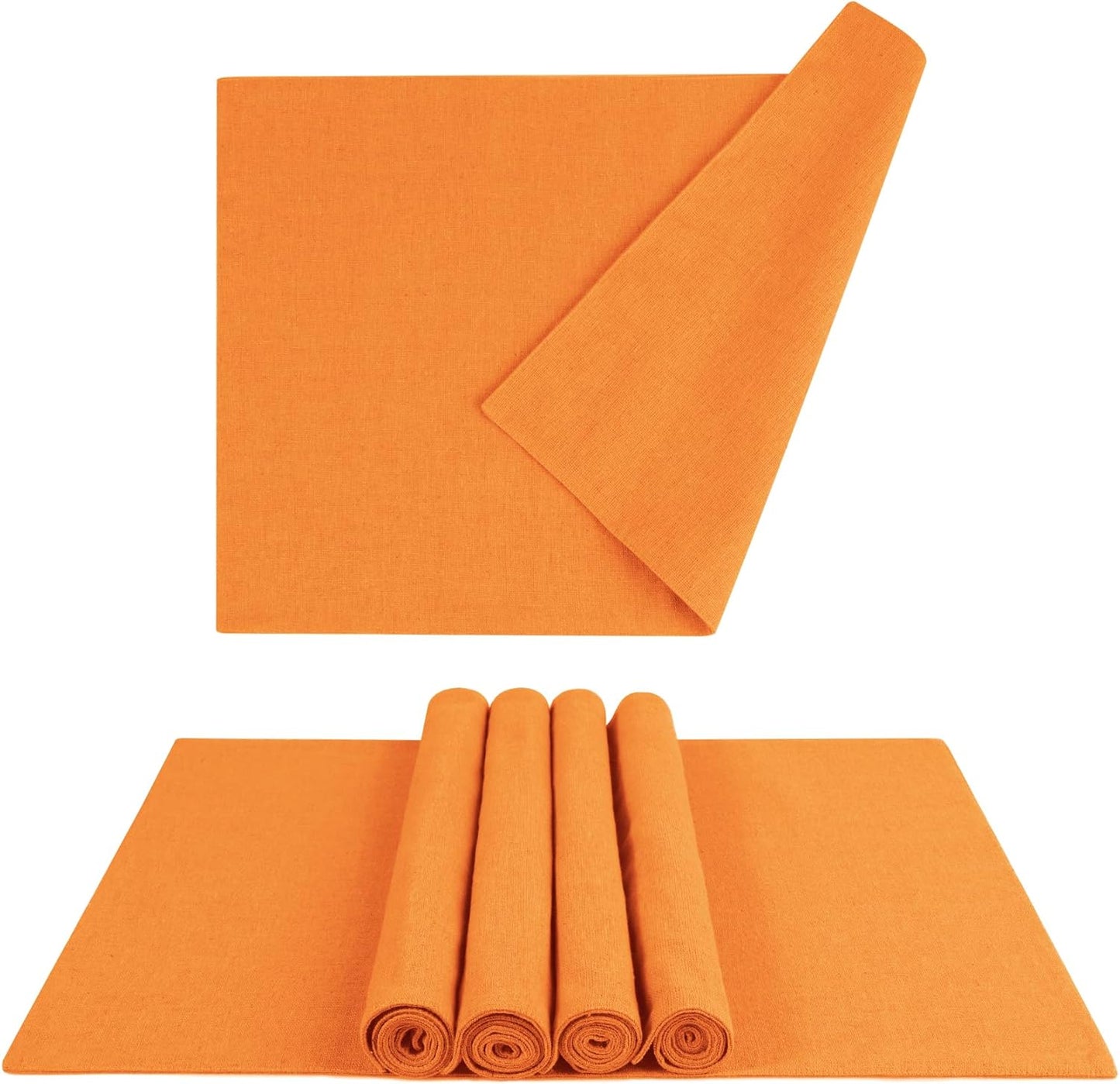 MANSPHIL Orange Cloth Placemats Set of 6, Double Layer Faux Linen Place Mats Heat Resistant