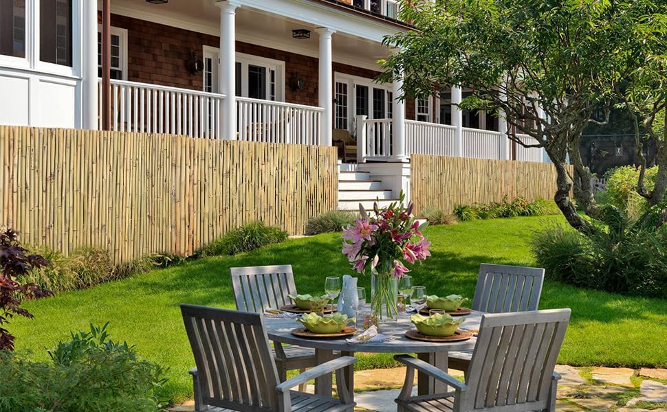 Natural Bamboo Fence, 6 feet x 8 feet Bamboo Fencing Screen for Garden, Rolled Privacy Fence Screen