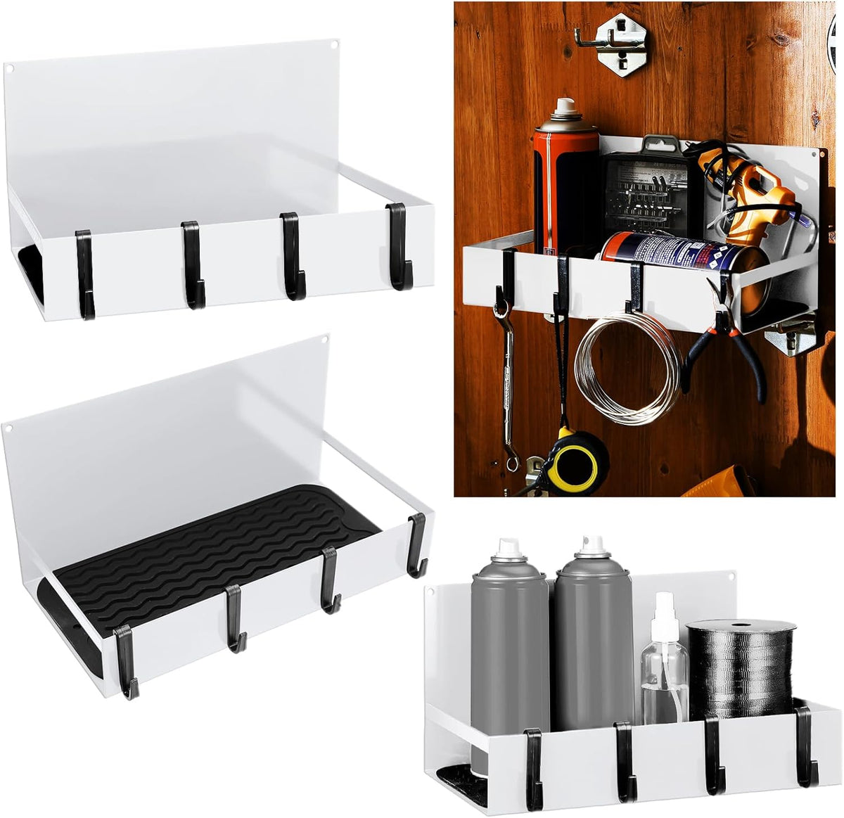 3 Pack Magnet Garage Organizer Magnetic Spice Rack for Refrigerator 20 lb Capacity Shelf Hanging